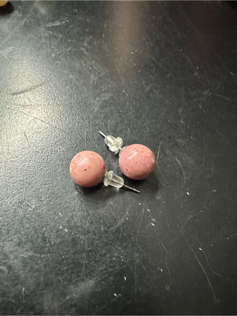 Pink Opal Ball Stud Earrings